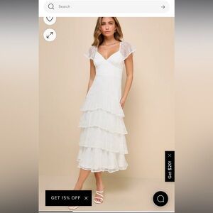 LuLu’s Graceful Darling Flutter Sleeve Tiered Midi Dress